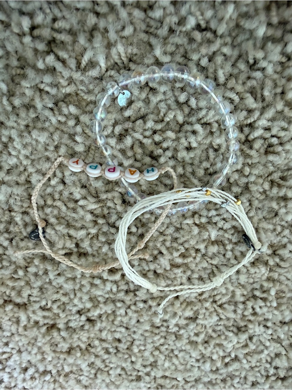Pura Vida Clear Beaded and White Cord Bracelet Set